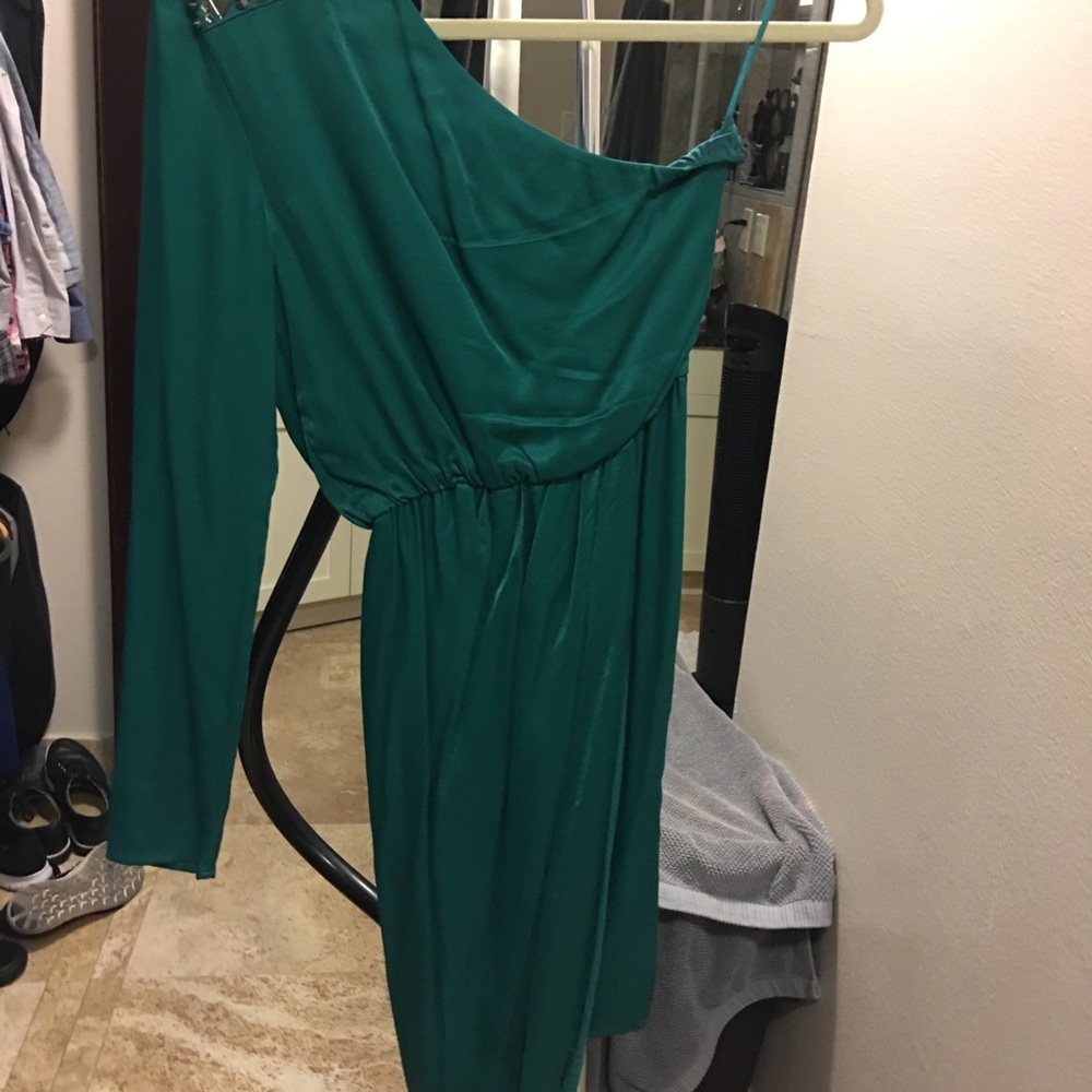 Green silk dress